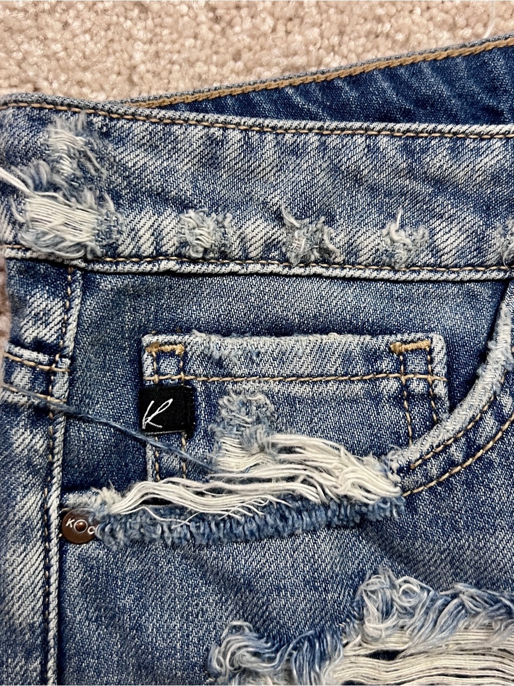 KanCan Mid Rise Boyfriend Denim Shorts Size S 29in Heavy Distress Frayed Hem - Picture 8 of 12